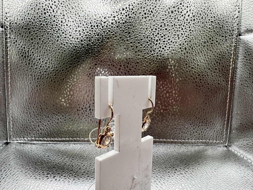 СЕРЬГИ ПЕТЕЛЬКА с камнями (Au 585)