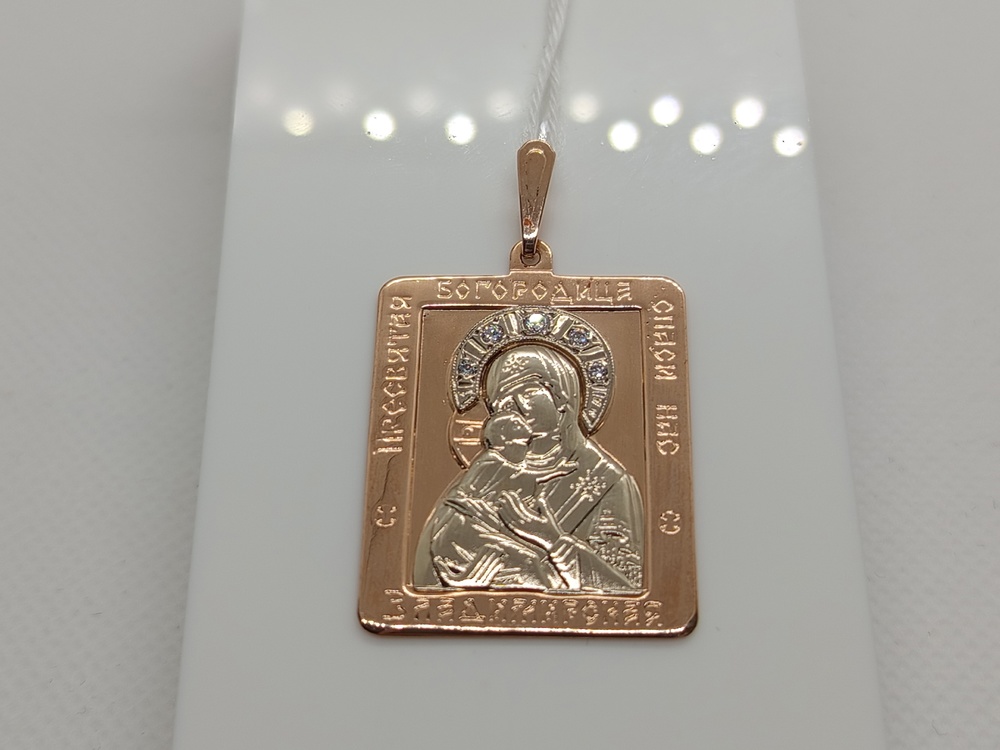 ПОДИКИ585 ПОДВЕСКА ИКОНА С КАМНЯМИ (Au 585)