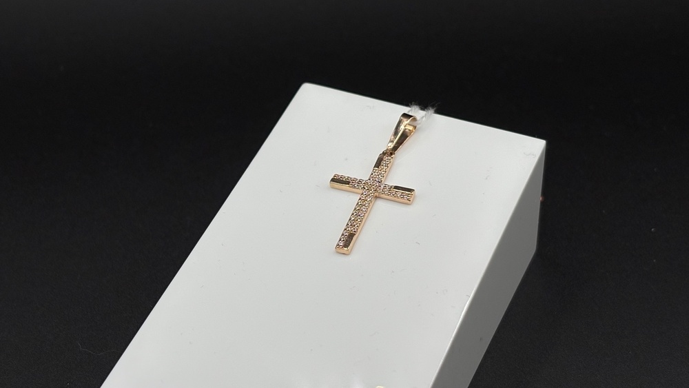 ПОДККИ585 ПОДВЕСКА КРЕСТ С КАМНЯМИ (Au 585)