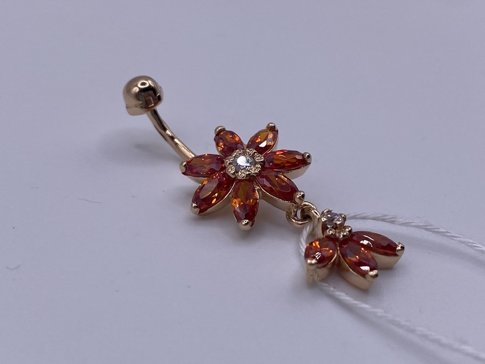 ПИРСИНГ В ПУПОК с камнями (Au 585)