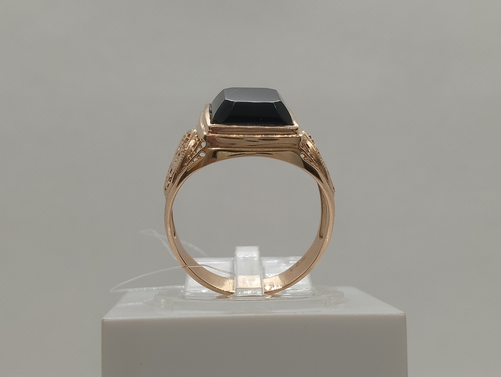 821466Аг.Ч КОЛЬЦО ПЕЧАТКА с камнем (Au 585)