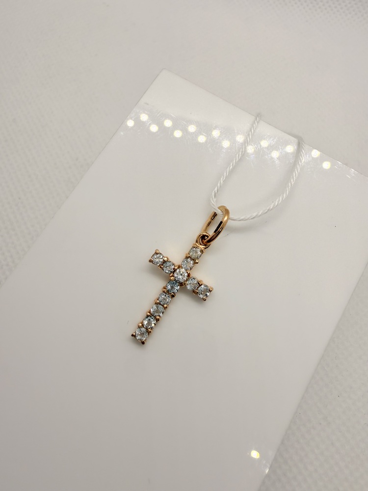 ПОДККИ585 ПОДВЕСКА КРЕСТ С КАМНЯМИ (Au 585)