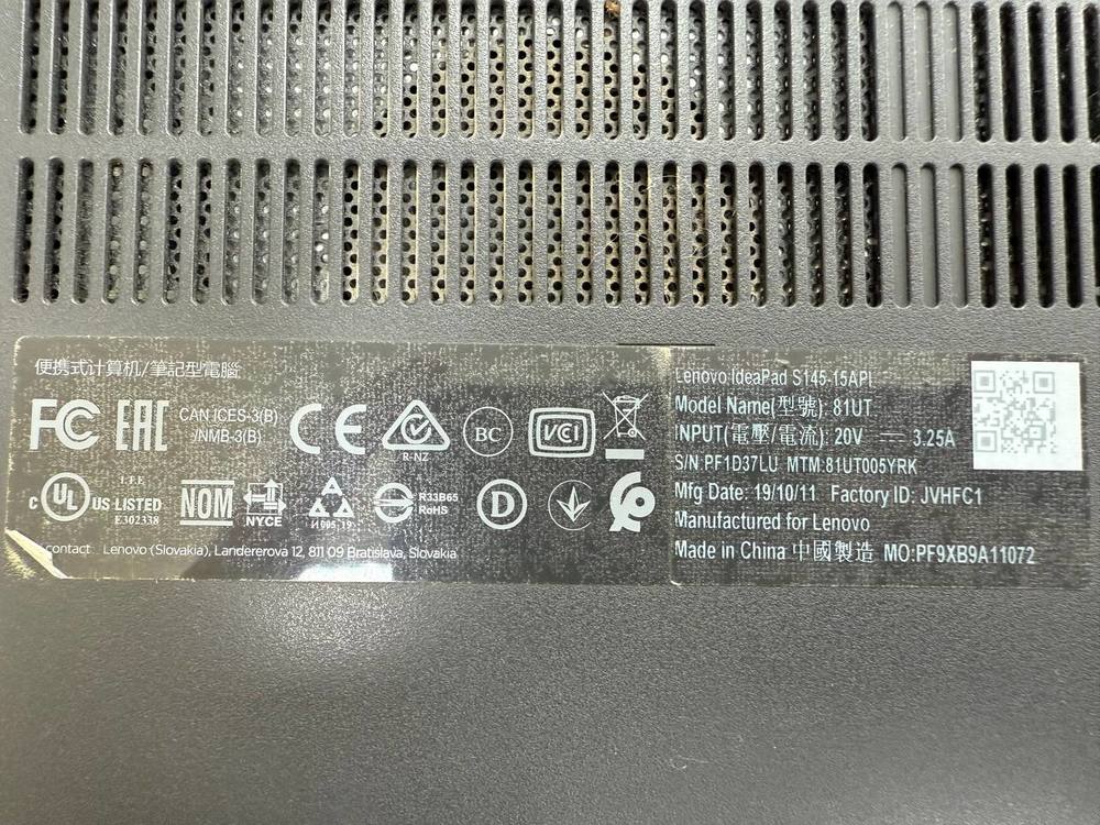 Ноутбук Lenovo Ideapad S145; Ryzen 3 3200U, Radeon Vega 3, 8 Гб, 480 Гб, Нет