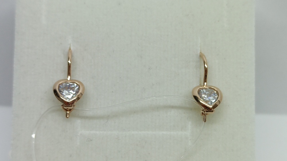 СЕРЬГИ ПЕТЕЛЬКА с камнем (Au 585)