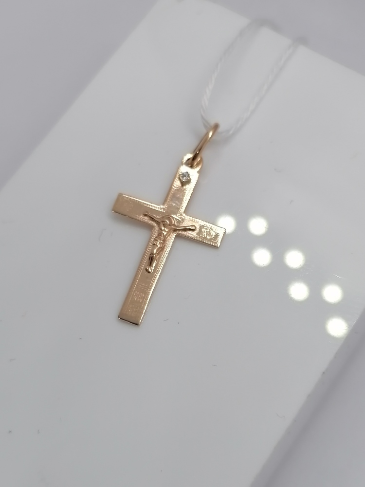 ПОДВЕСКА КРЕСТ С КАМНЕМ (Au 585)