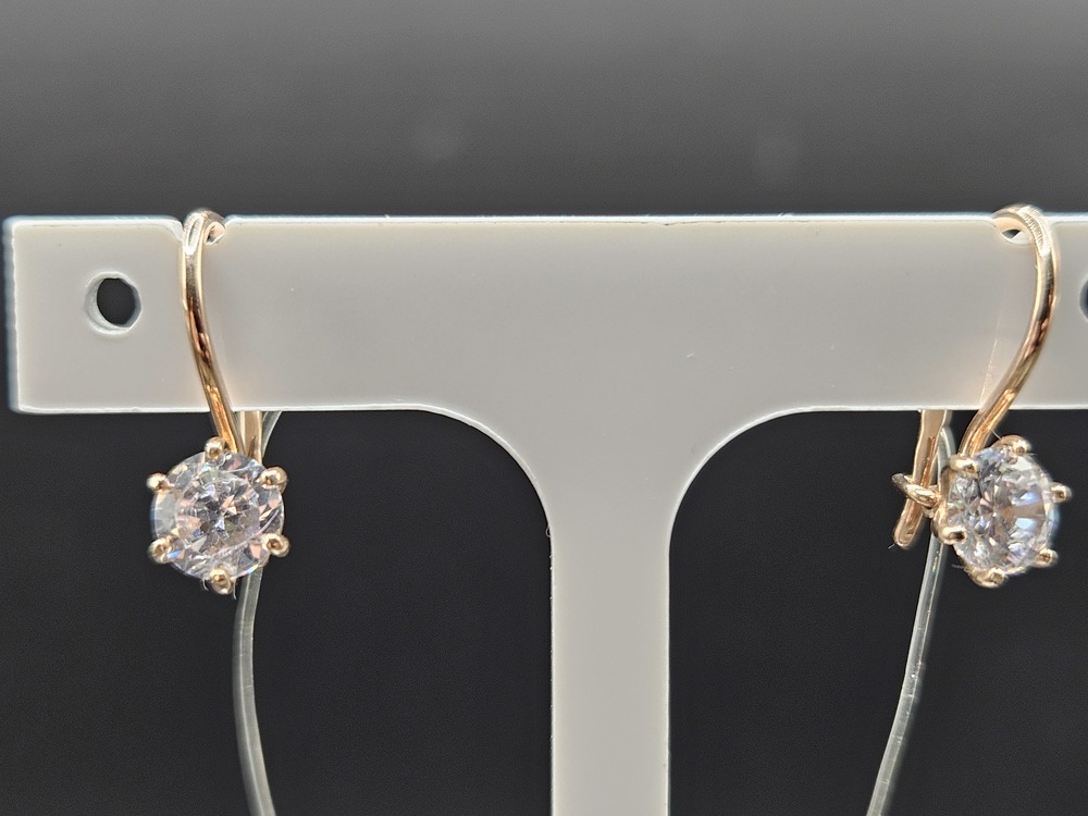 СЕРЬГИ ПЕТЕЛЬКА с камнем (Au 585)