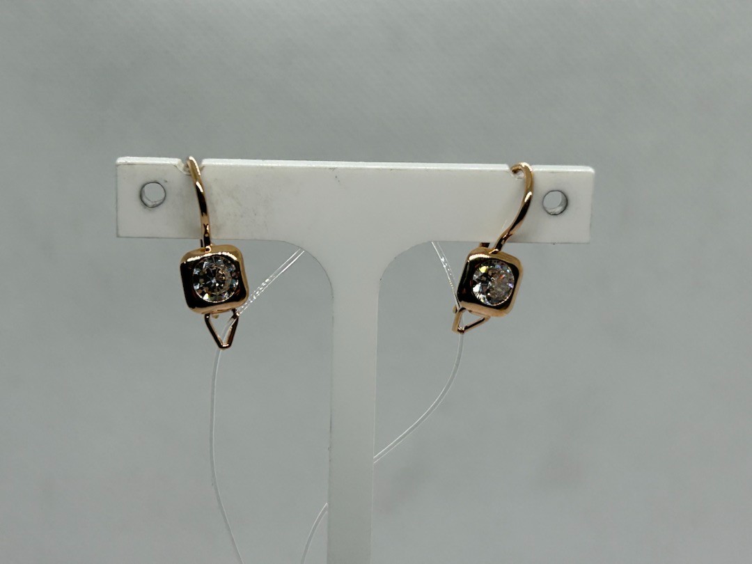 СЕРЬГИ ПЕТЕЛЬКА с камнем (Au 585)