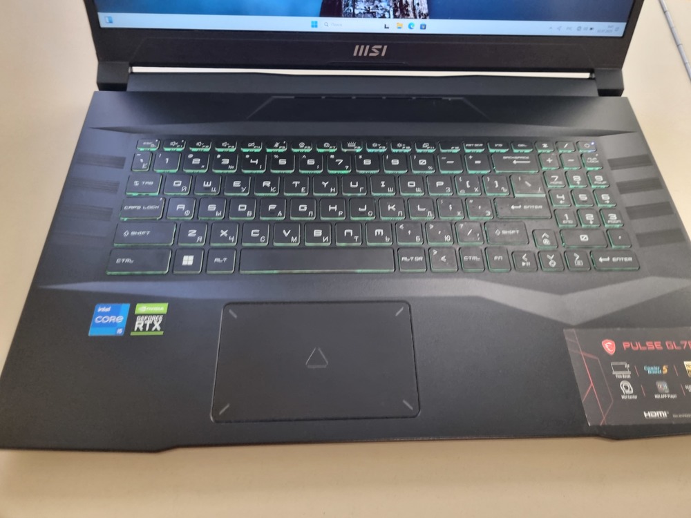 Ноутбук MSI pulse gl 76; Core i5-12500H, GeForce RTX 3050 Ti, 8 Гб, 512 GB, Нет