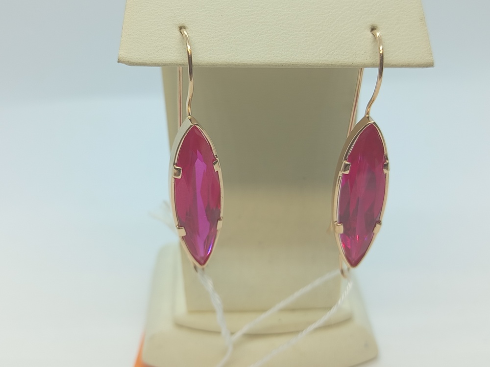 СКМ585 СЕРЬГИ С КАМНЕМ (Au 585)