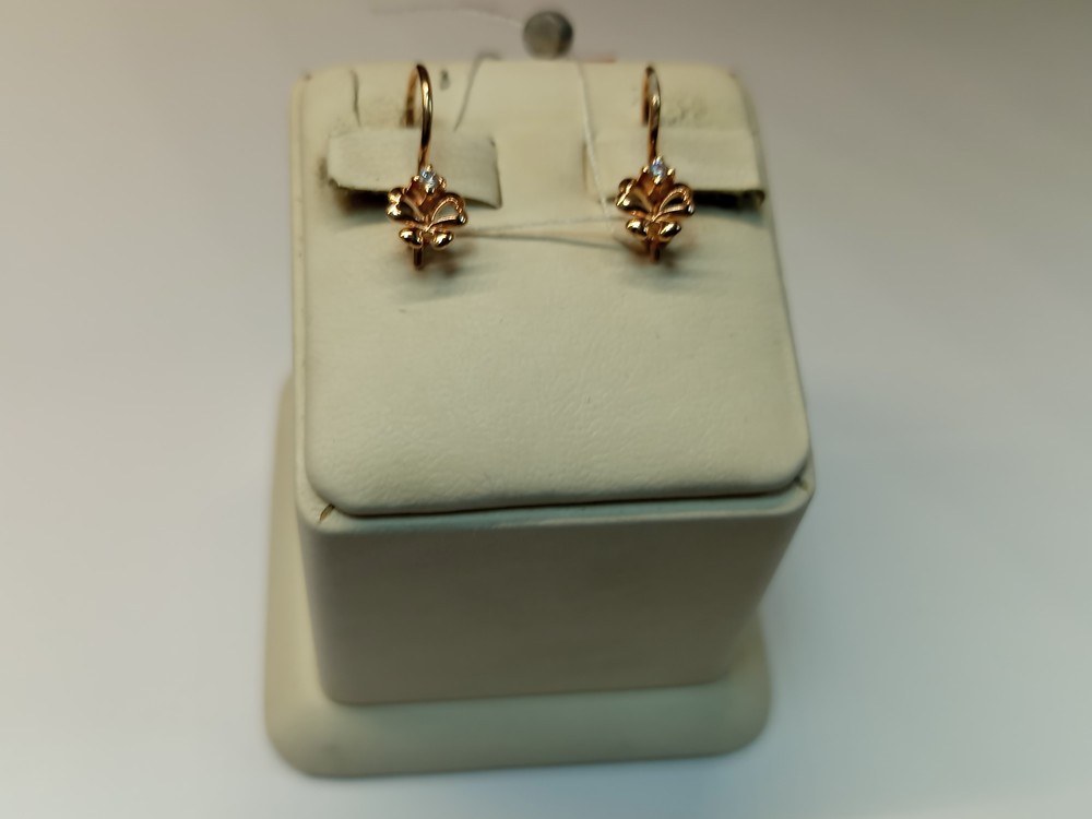 СКМ585 СЕРЬГИ С КАМНЕМ (Au 585)