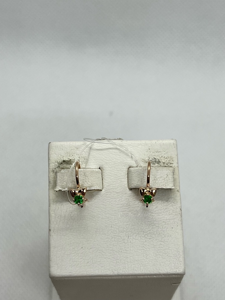 СЕРЬГИ ПЕТЕЛЬКА с камнем (Au 585)