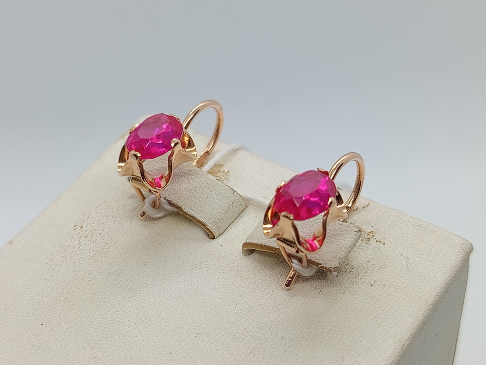 СКМ583 СЕРЬГИ С КАМНЕМ (Au 583)