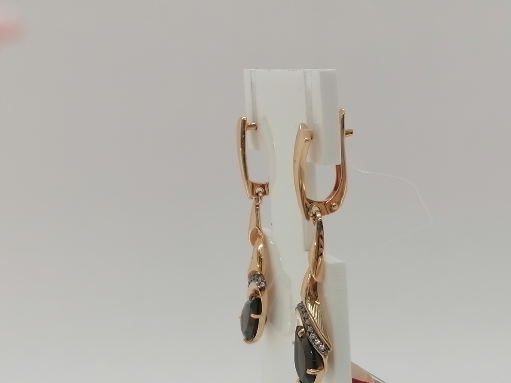 СЕРЬГИ РАУХ-ТОПАЗ с камнями (Au 585)