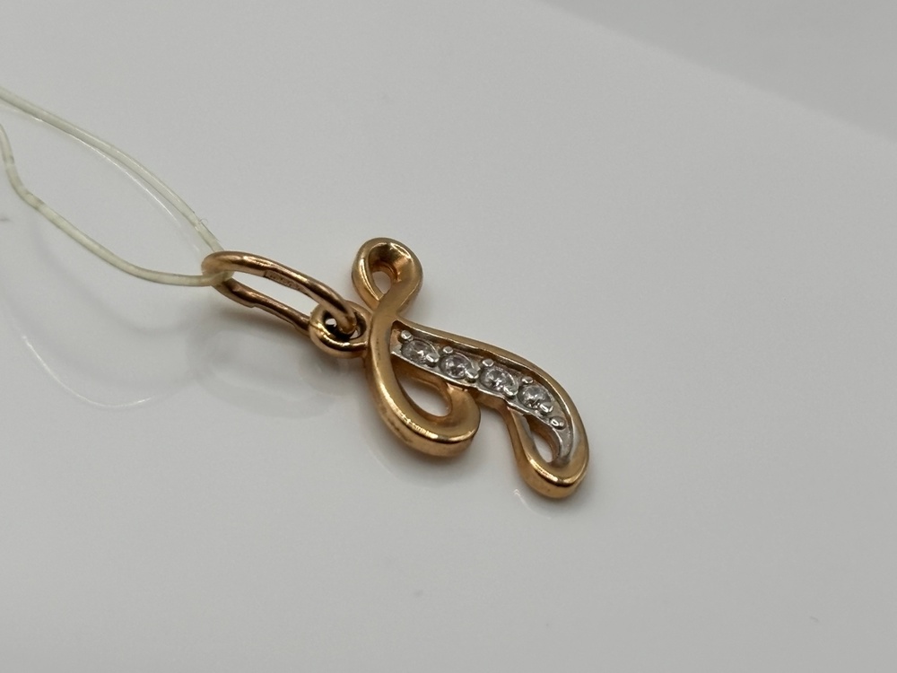 5770 "Г" ПОДВЕСКА БУКВА Г с камнями (Au 585)