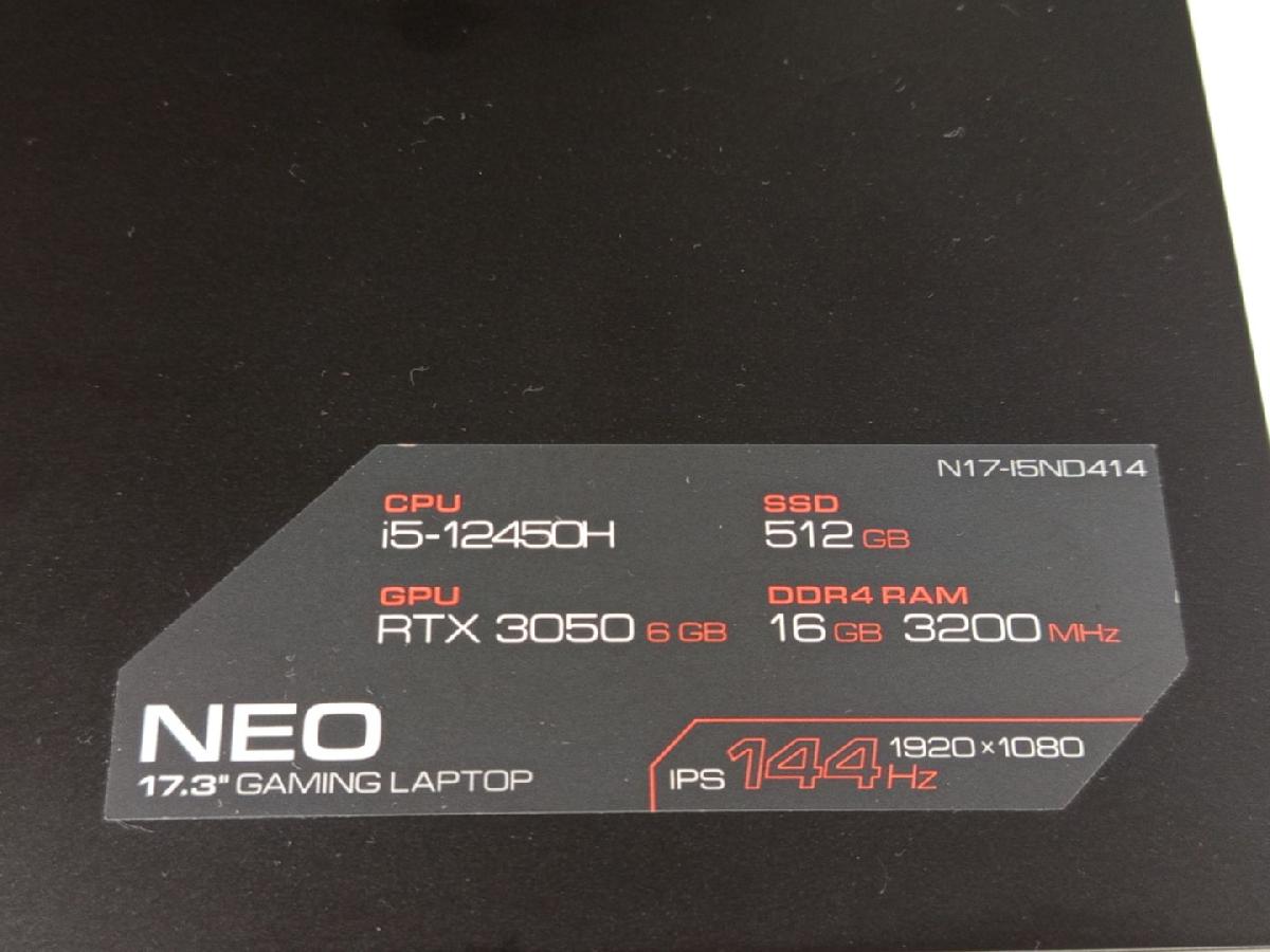 Ноутбук ARDOR Gaming; Core I5-12450H, GeForce RTX 3050, 16 Гб, 512 GB, Нет