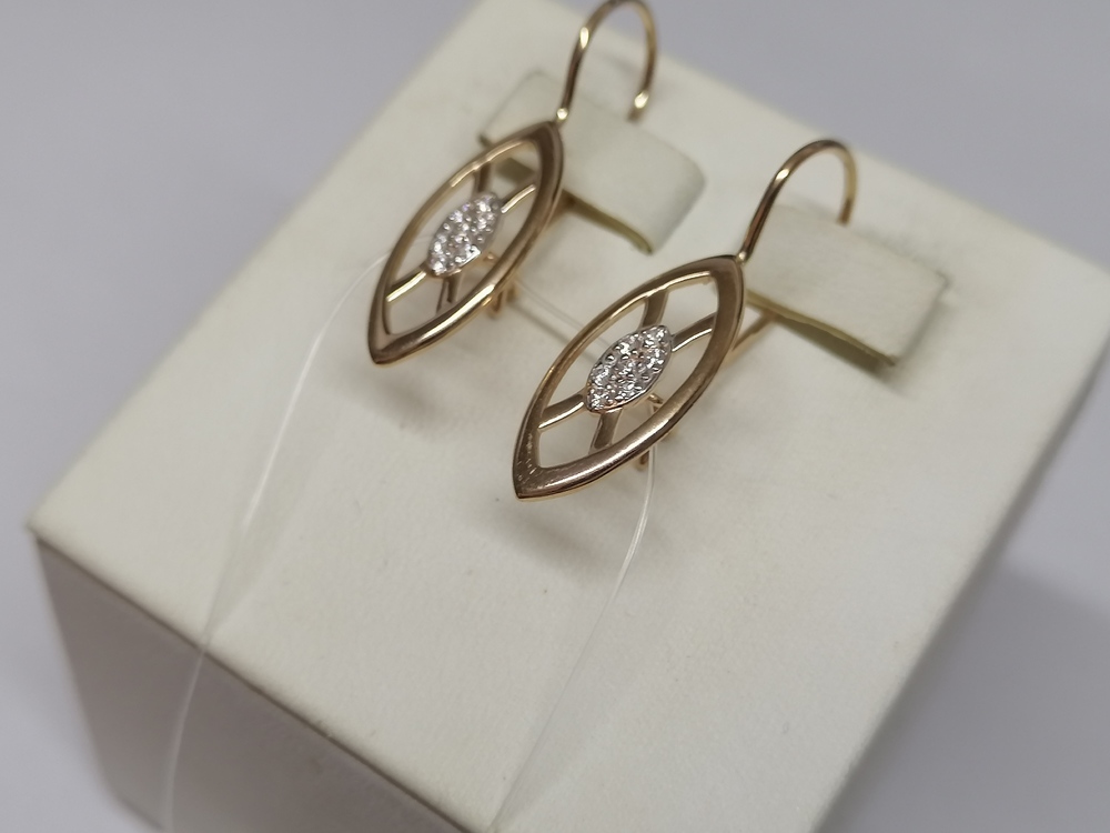 СЕРЬГИ ПЕТЕЛЬКА с камнями (Au 585)