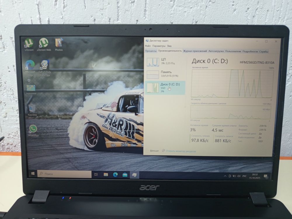 Ноутбук Acer a315-42g-r3gm; Ryzen 5 3500U, Radeon 540X Mobile, 8 Гб, 256 Гб, Нет