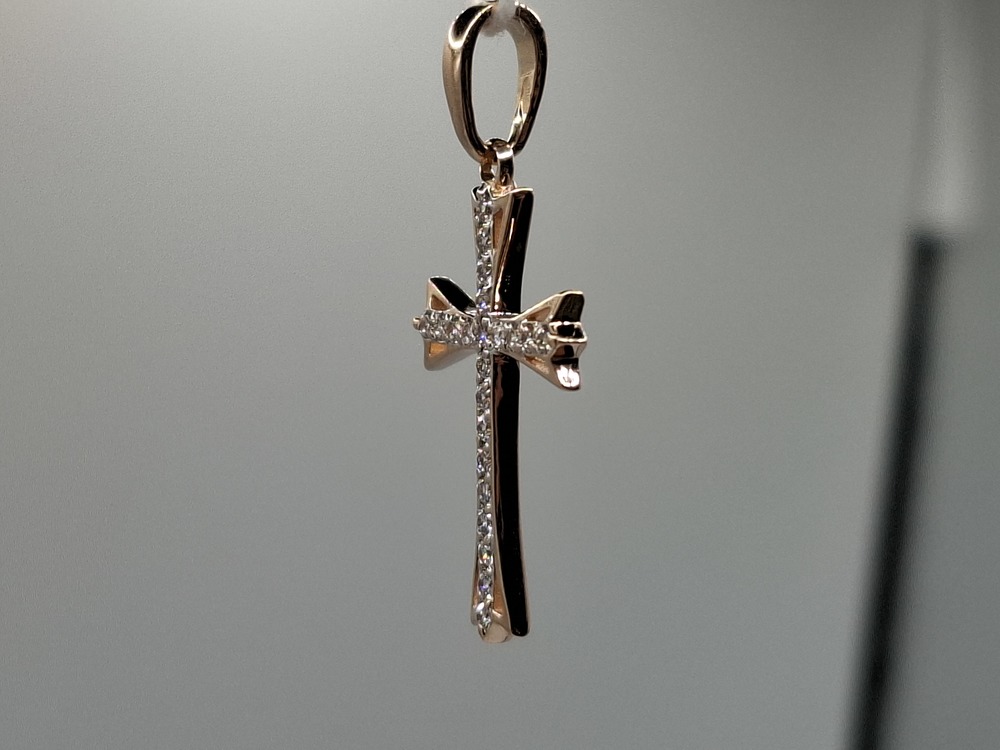 ПОДККИ585 ПОДВЕСКА КРЕСТ С КАМНЯМИ (Au 585)