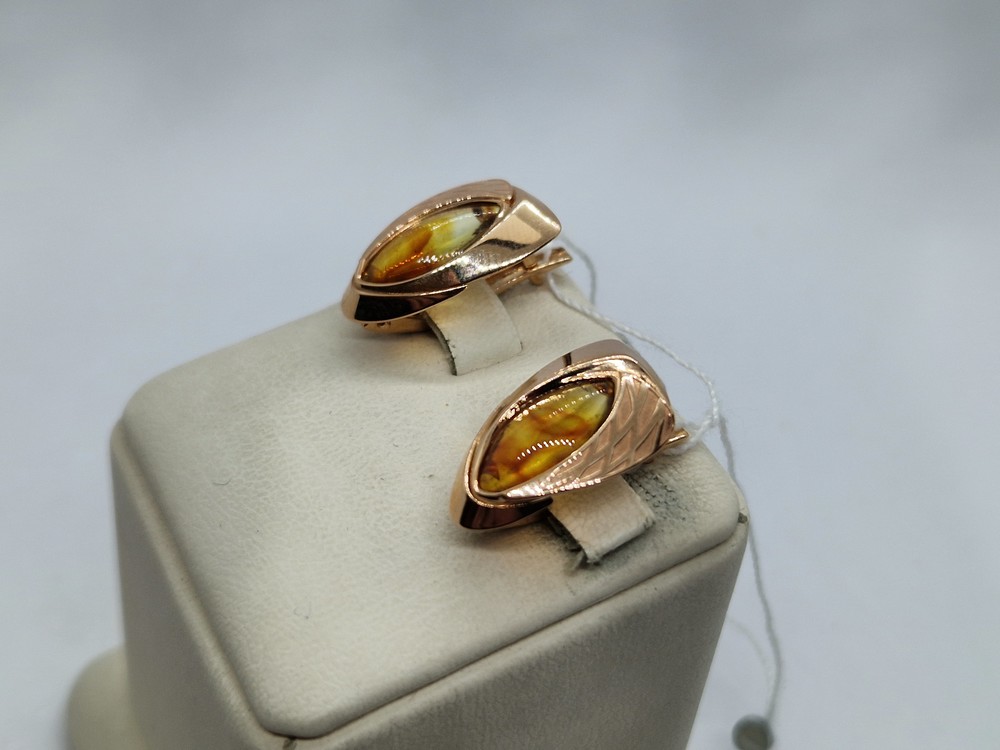 СЕРЬГИ ЯНТАРЬ (Au 585)