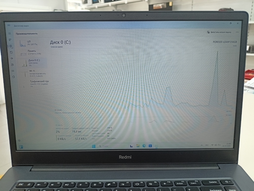Ноутбук Xiaomi; Core I3-1115G4, Intel UHD Graphics, 8 Гб, 240 Гб, Нет