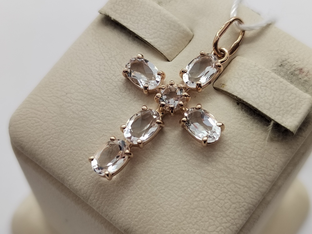 ПОДВЕСКА КРЕСТ С КАМНЯМИ (Au 585)