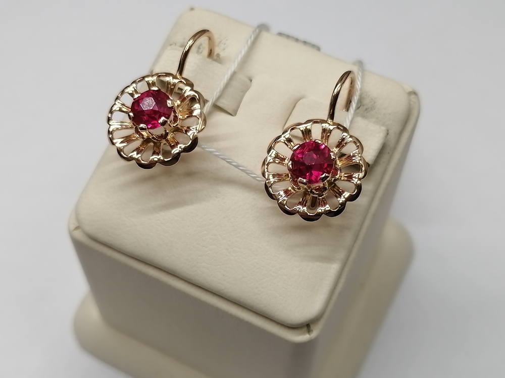 СКМ583 СЕРЬГИ С КАМНЕМ (Au 583)