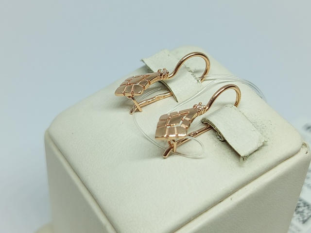 СЕРЬГИ ПЕТЕЛЬКА с камнем (Au 585)