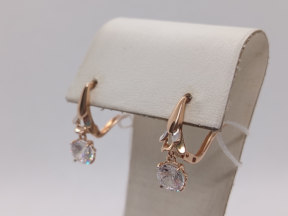 СКМ585 СЕРЬГИ С КАМНЕМ (Au 585)