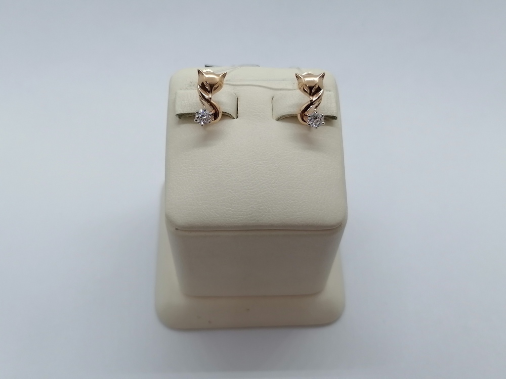 001302-1102 СЕРЬГИ С КАМНЕМ (Au 585)