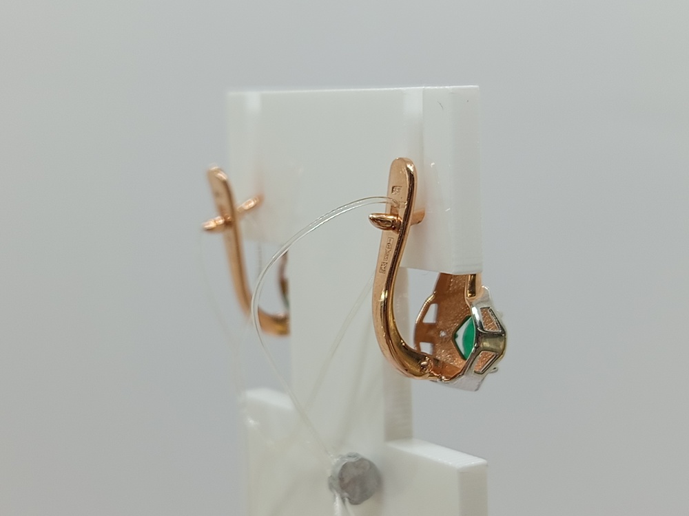 СЕРЬГИ Бриллиант, изумруд (Au 585)