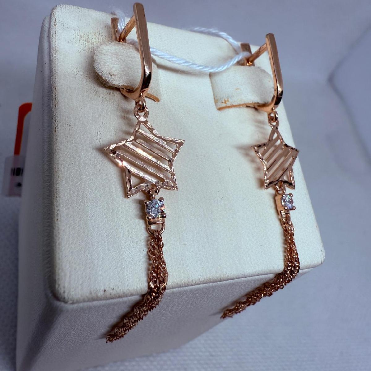 СКМ585 СЕРЬГИ С КАМНЕМ (Au 585)