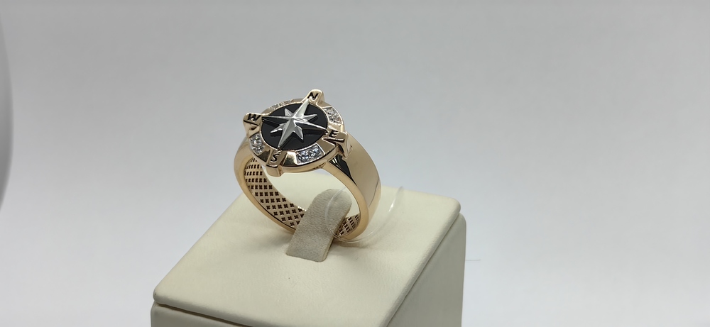 040013 КОЛЬЦО ПЕЧАТКА с камнями (Au 585)