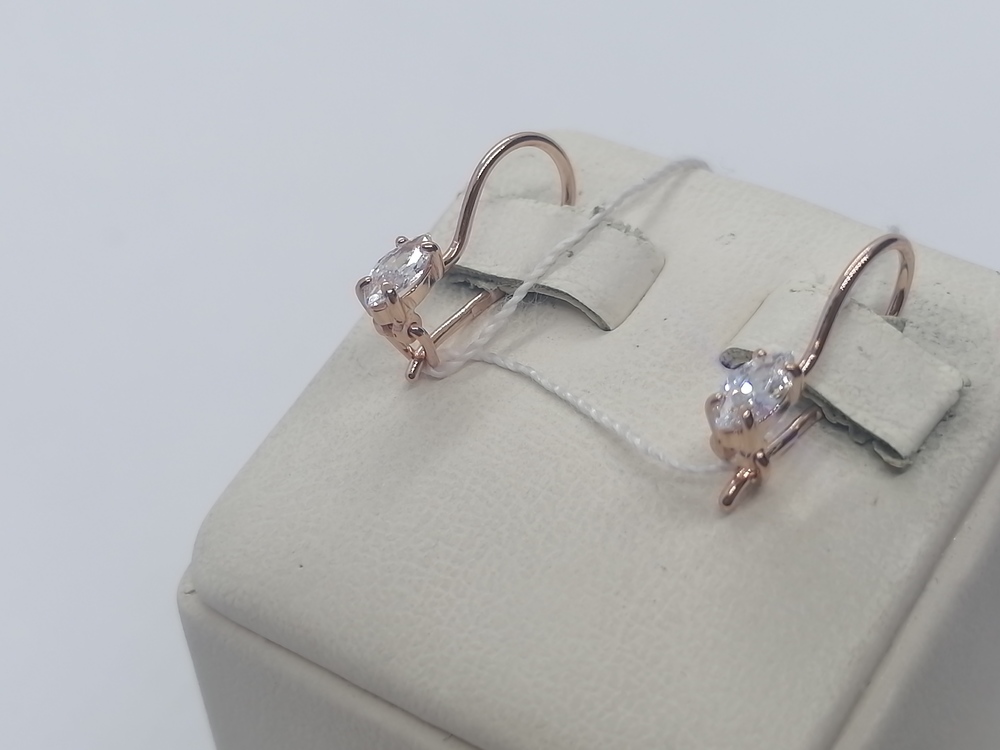 СЕРЬГИ ПЕТЕЛЬКА с камнем (Au 585)