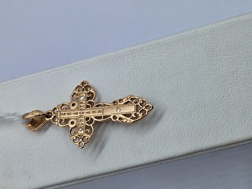 ПОДККИ585 ПОДВЕСКА КРЕСТ С КАМНЯМИ (Au 585)