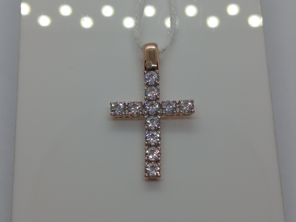 ПОДККИ585 ПОДВЕСКА КРЕСТ С КАМНЯМИ (Au 585)