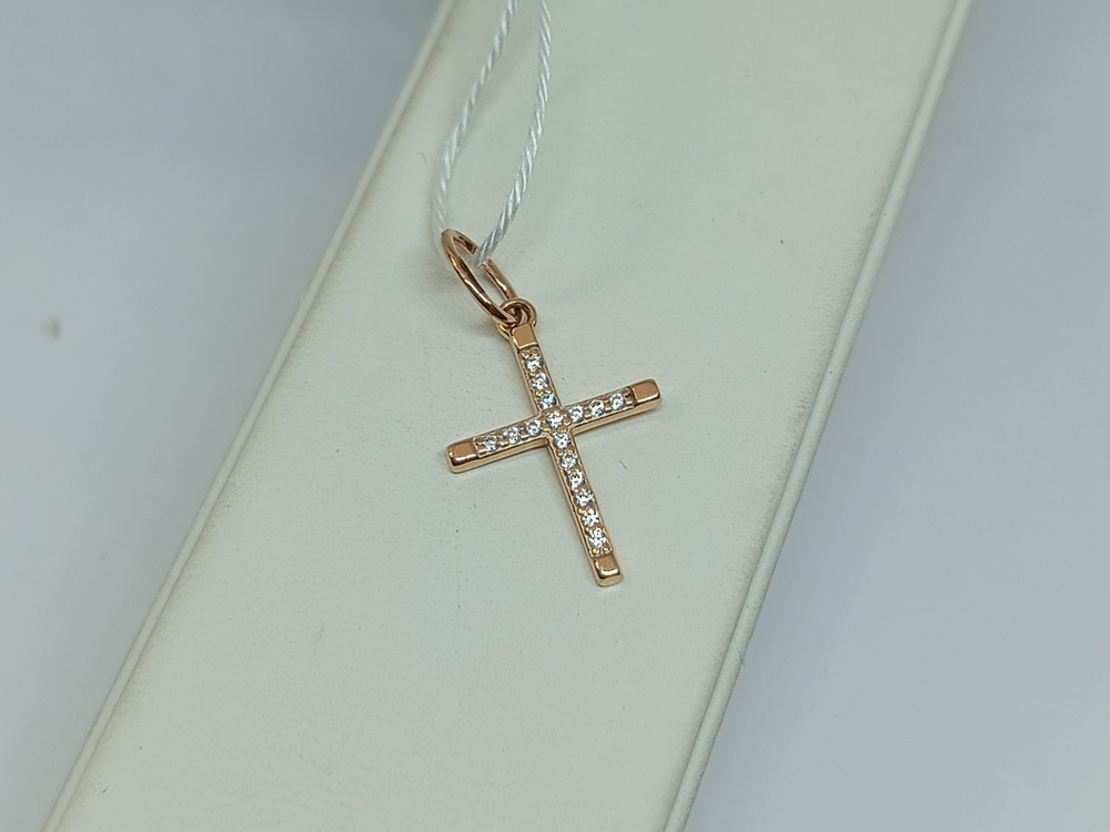 ПОДВЕСКА КРЕСТ С КАМНЯМИ (Au 585)