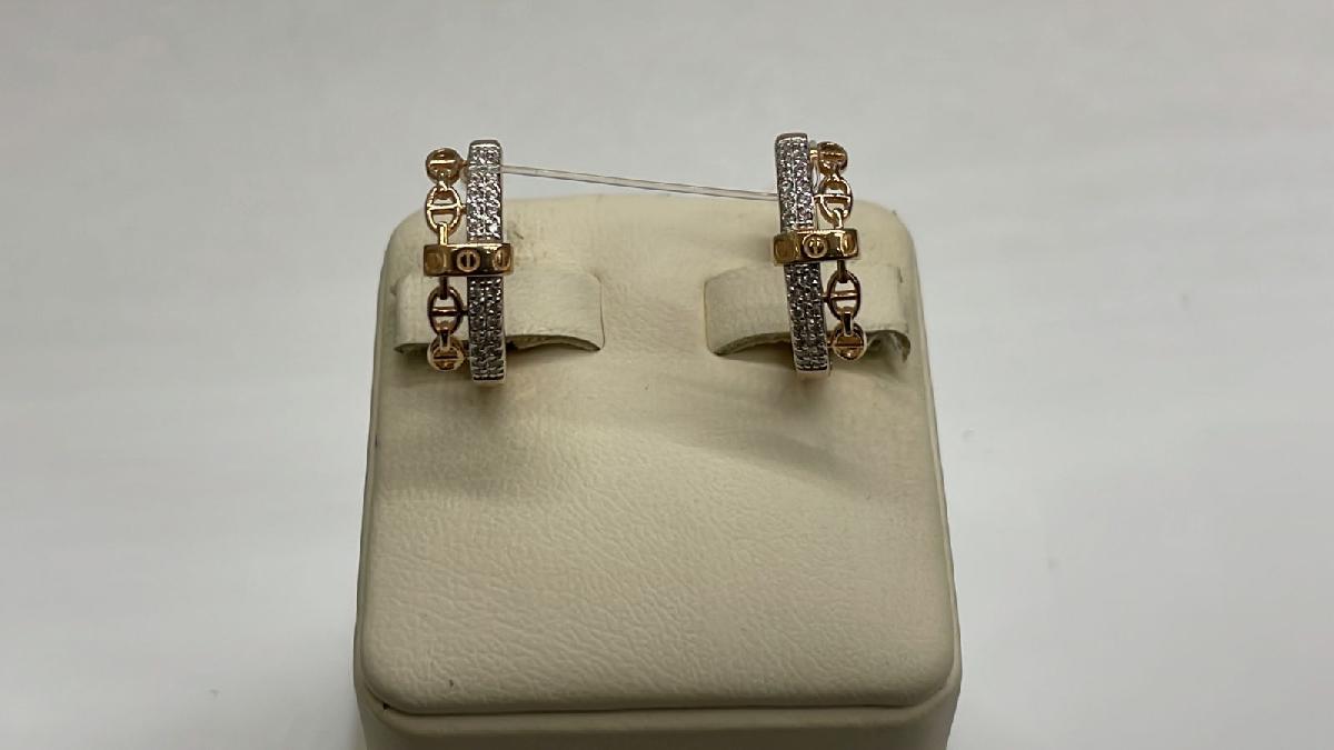 СЕРЬГИ КОЛЬЦА с камнями (Au 585)