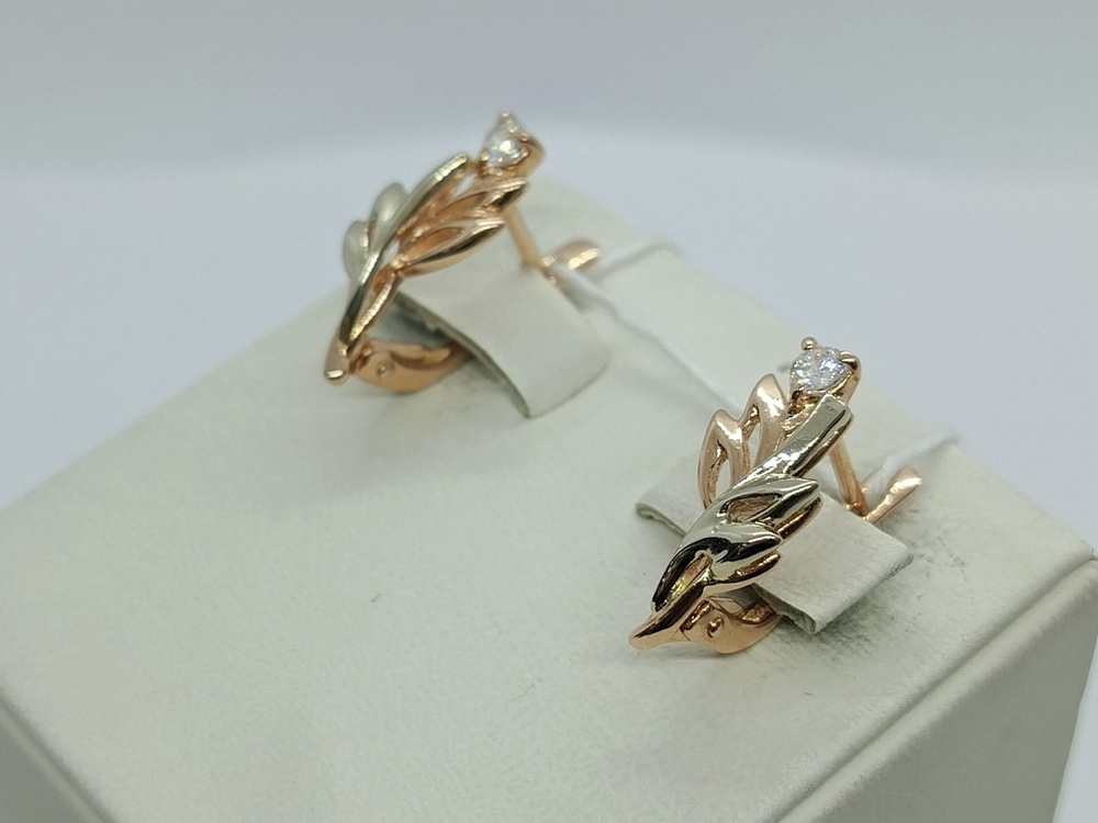 СКМ585 СЕРЬГИ С КАМНЕМ (Au 585)