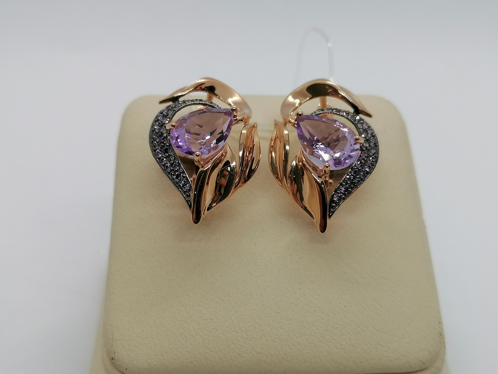 724810 СЕРЬГИ С КАМНЯМИ (Au 585)