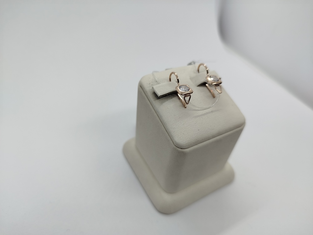 СЕРЬГИ ПЕТЕЛЬКА с камнем (Au 585)