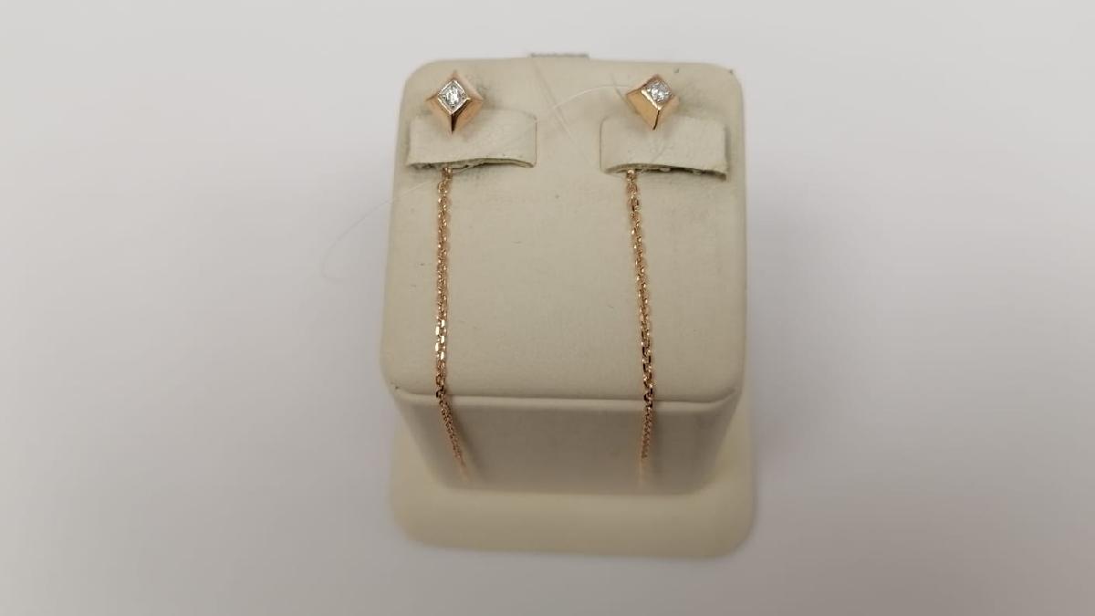 СЕРЬГИ ПРОДЕВКИ с камнем (Au 585)