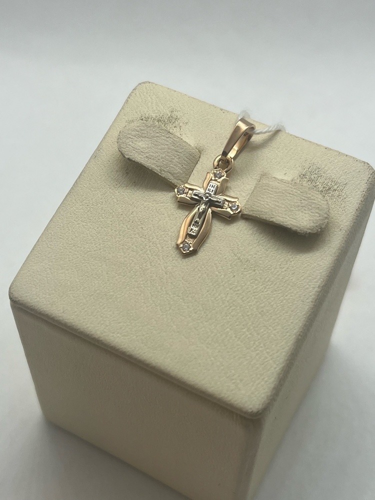 ПОДККИ585 ПОДВЕСКА КРЕСТ С КАМНЯМИ (Au 585)