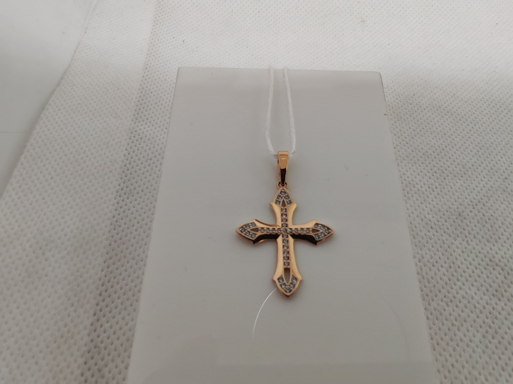 ПОДВЕСКА КРЕСТ С КАМНЯМИ (Au 585)