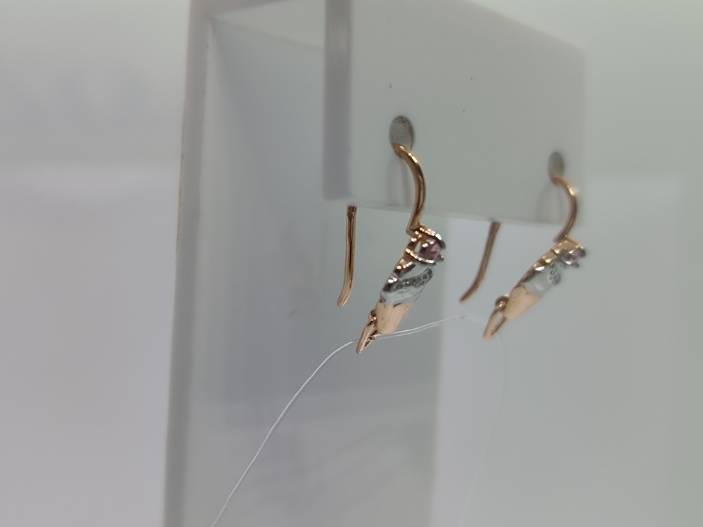 СЕРЬГИ ПЕТЕЛЬКА с камнями (Au 585)