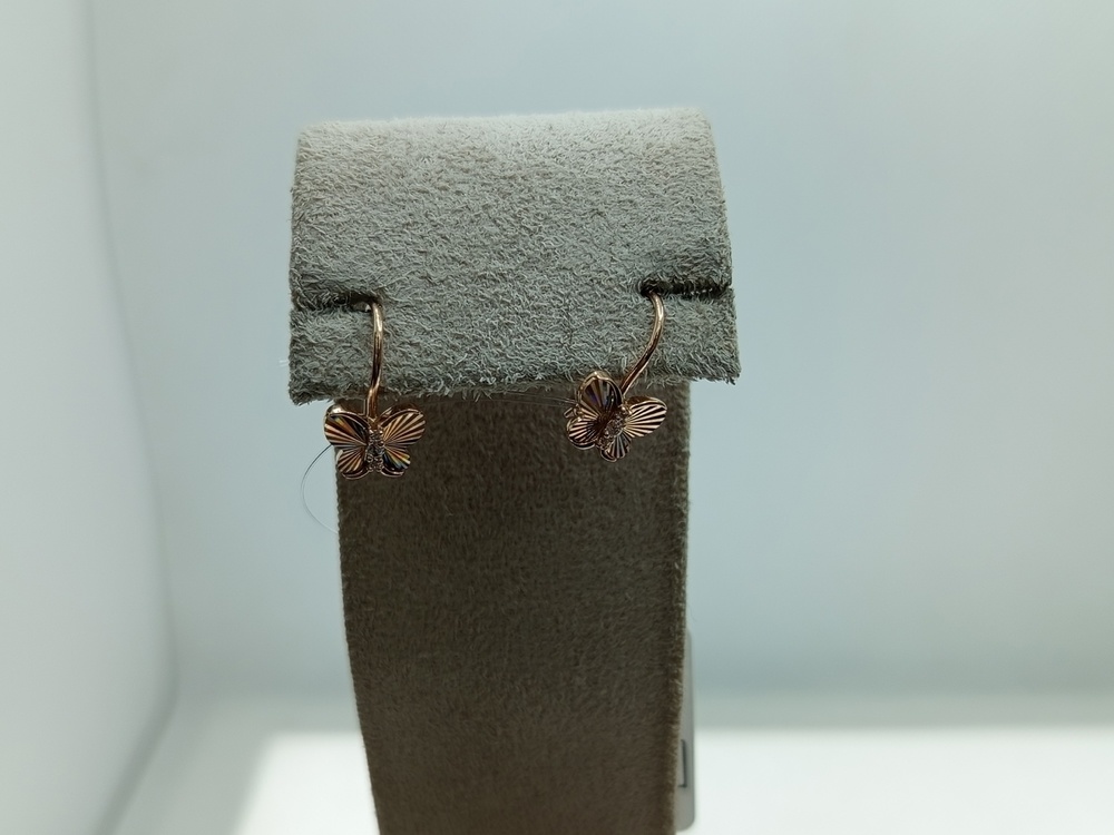 СЕРЬГИ ПЕТЕЛЬКА с камнями (Au 585)