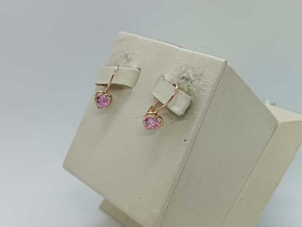 СЕРЬГИ ПЕТЕЛЬКА с камнем (Au 585)