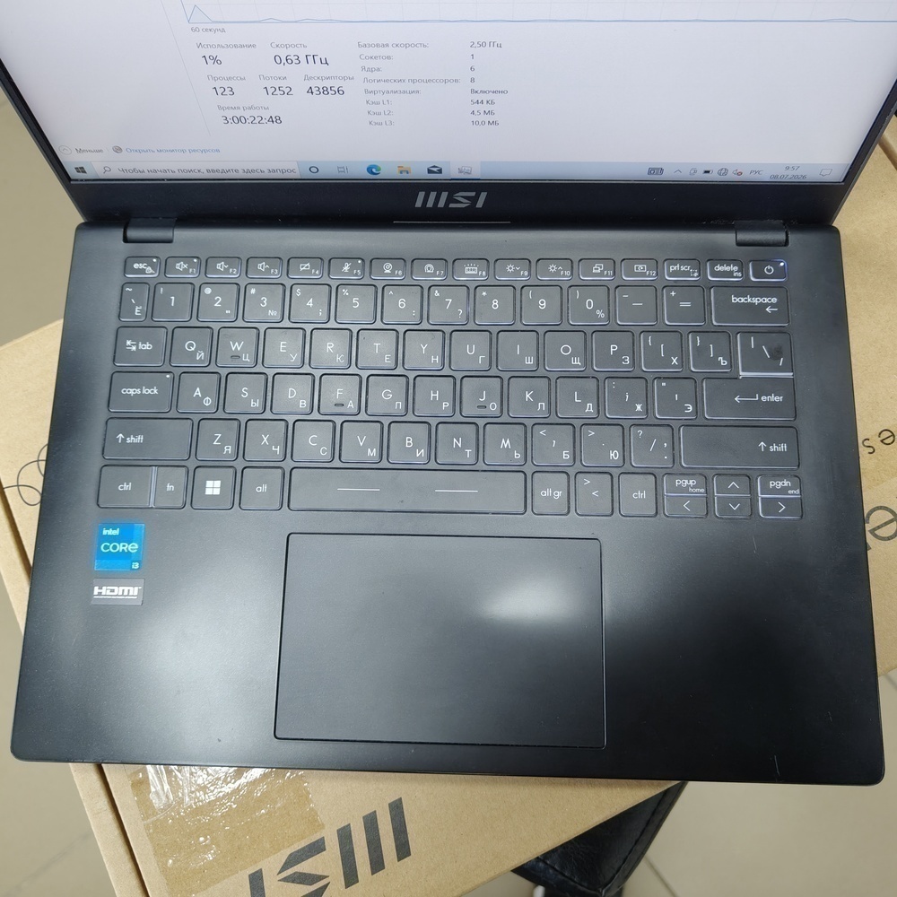 Ноутбук MSI Modern 14 c12M; Core i3-1215U, Intel UHD Graphics, 8 Гб, 256 Гб, Нет