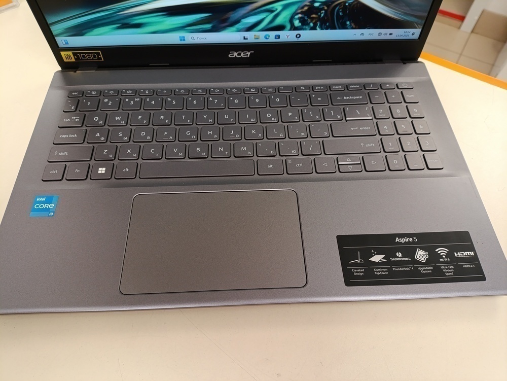 Ноутбук Acer; Core i3-1215U, Intel UHD Graphics, 8 Гб, 256 Гб, Нет