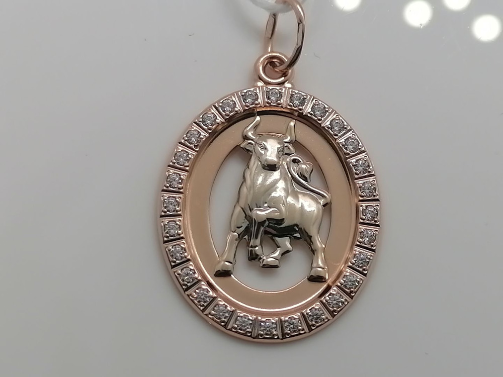 ПОДЗЗТ585 ПОДВЕСКА ЗНАК ЗОДИАКА ТЕЛЕЦ (Au 585)