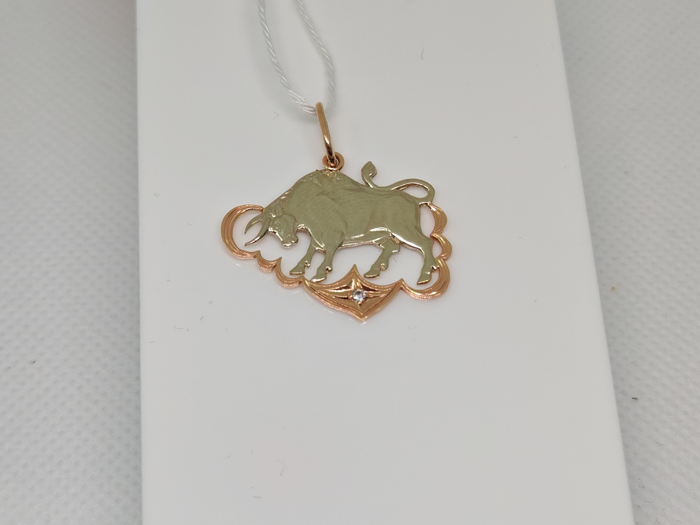 ПОДЗЗТ585 ПОДВЕСКА ЗНАК ЗОДИАКА ТЕЛЕЦ (Au 585)
